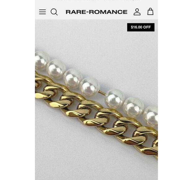 Romance Pearl Cuban Chain Gold Necklace - New in Box Unisex - Picture 4 of 10